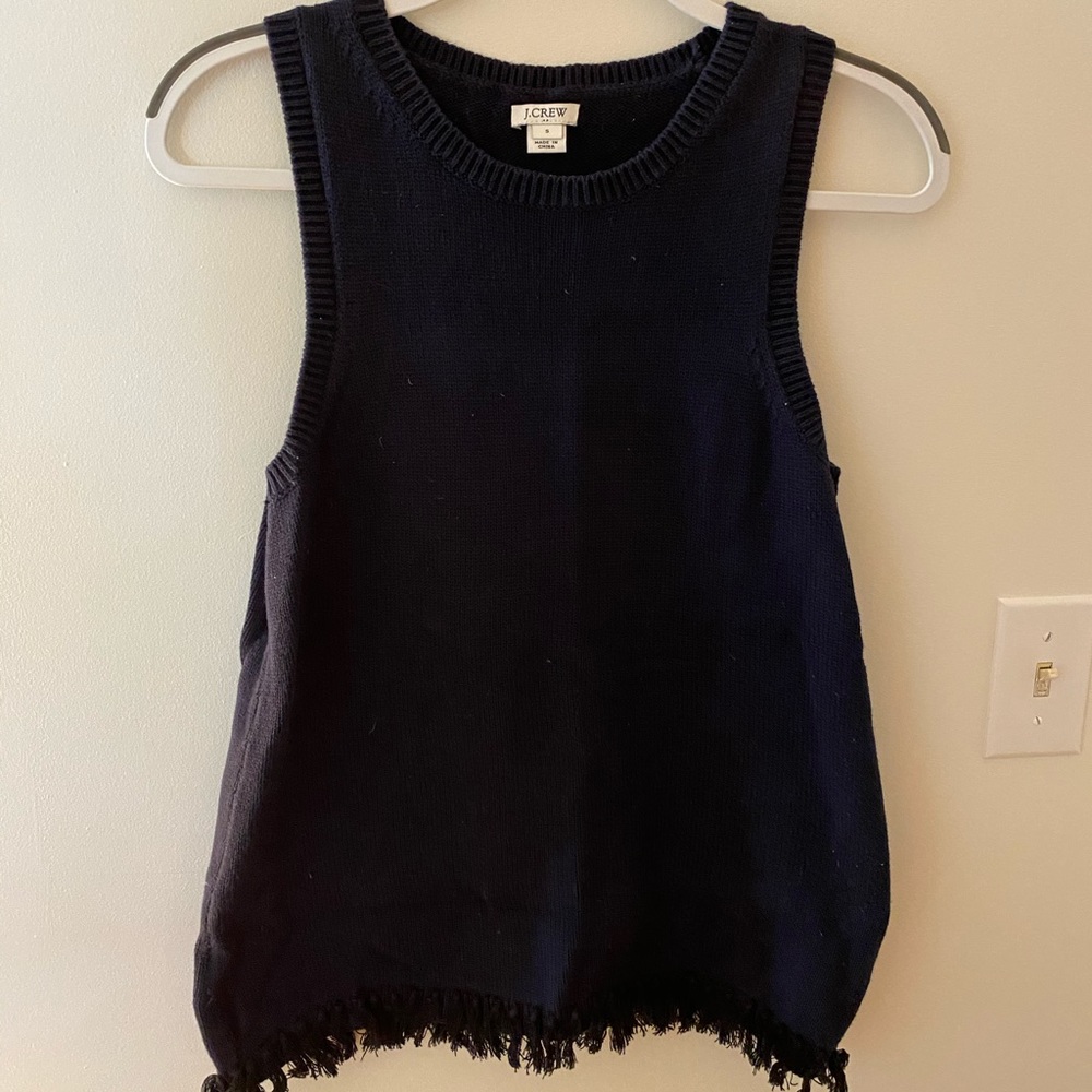 JCrew sweater tank top with fringe detailing